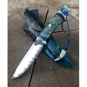 ЛОСЬ ніж ручної роботи майстра Павла Гончаренка, сталь - к110 в ламінаті з нержавіючої сталі, 61 HRC. Photo 3